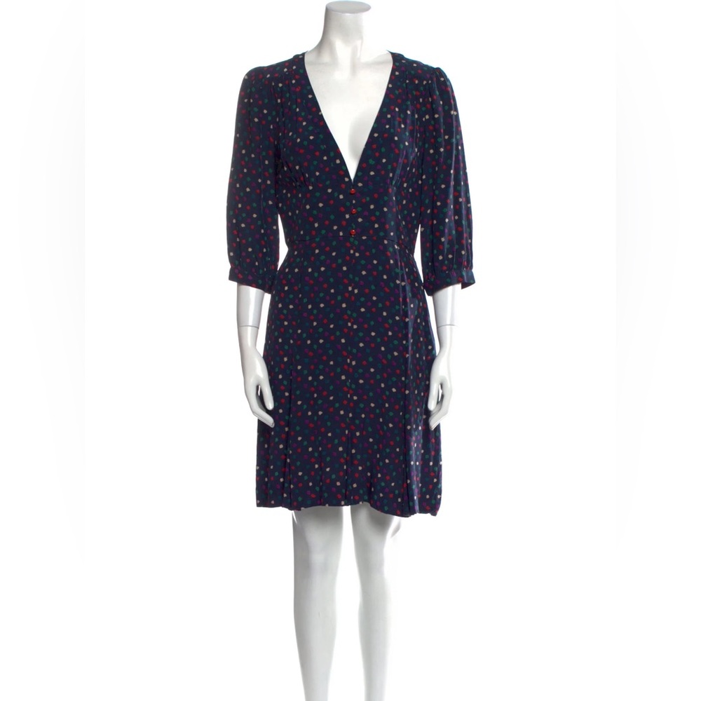 Marc by Marc Jacobs Women's Silk Multicolor Leaf Print V Neck Dress Size 2